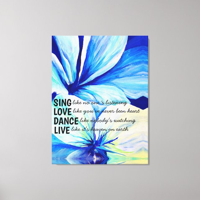 Konst av Watercolor Persian Blue Lilies Petals Mön Canvastryck (Framsida)