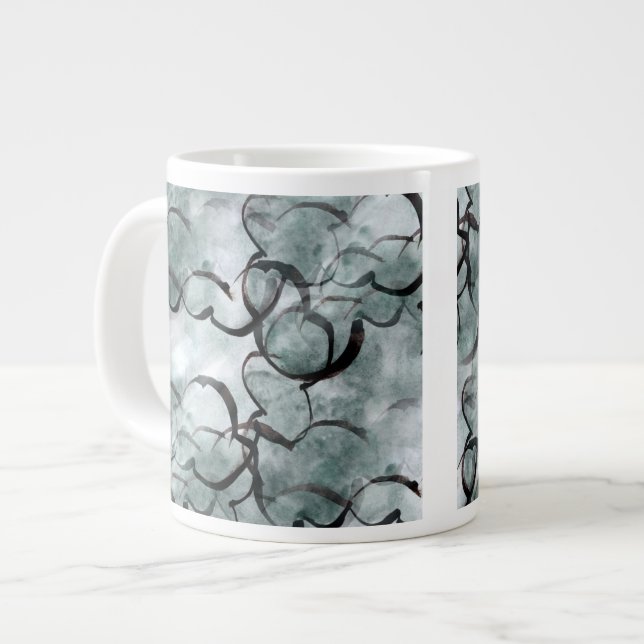 konst avant-garde-grått, svarthandsfärg jumbo mugg (Framsida vänster)
