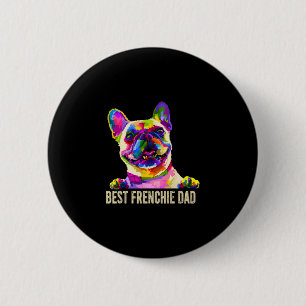 Konst Bästa Frenchie Pappa Fransk Bulldog Hund Pap Knapp