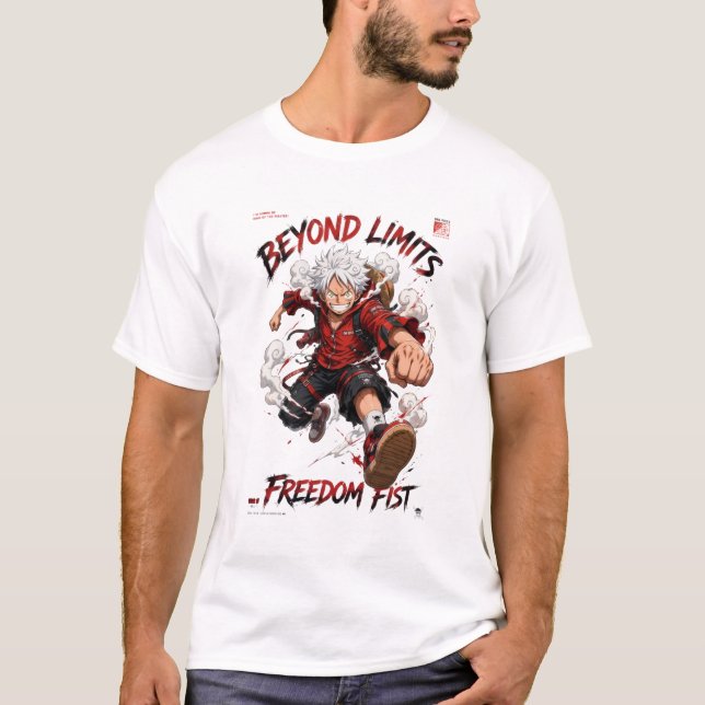 Konst Beyond Limits Freedom Fist T Shirt (Framsida)