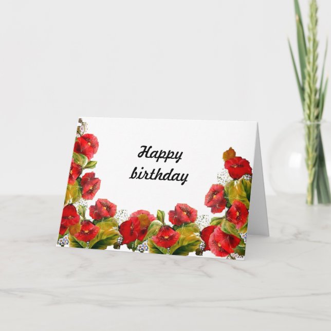 KONST BIRTHDAY SCARLET POPPIES KORT (Framsida)