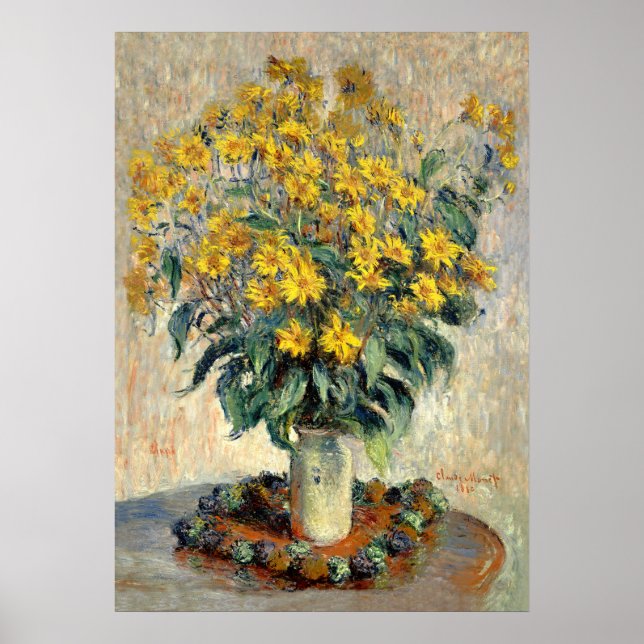 Konst, Claude Monet Jerusalem Artichoke Flowers Poster (Framsidan)
