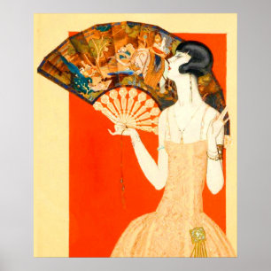 konst deco dam med fläkt poster