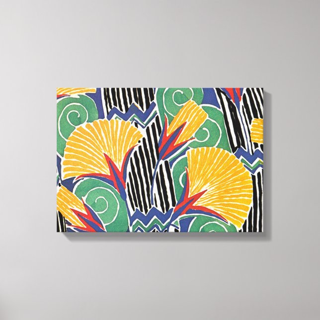 Konst Deco Golden Flowers - Wrapped Canvastryck (Framsida)