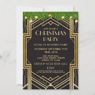Konst Deco-julhelgen Inbjudan Gatsby Party Guld
