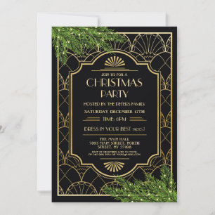 Konst Deco-julhelgen Inbjudan Gatsby Party Guld