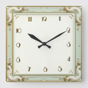 Konst DEco Mint Fyrkantig Klocka