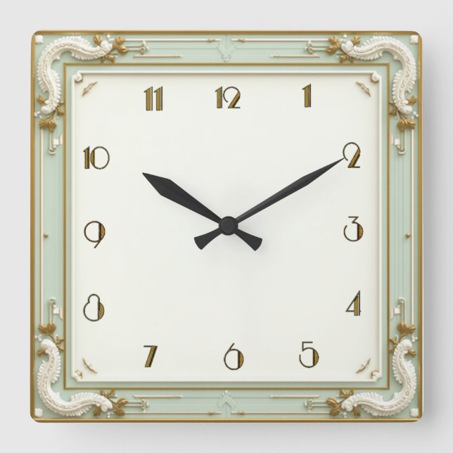 Konst DEco Mint Fyrkantig Klocka (Framsida)
