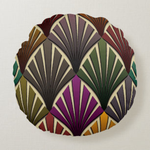 konst deco,nouveau,hunter-grönt,marinblått,gult, rund kudde