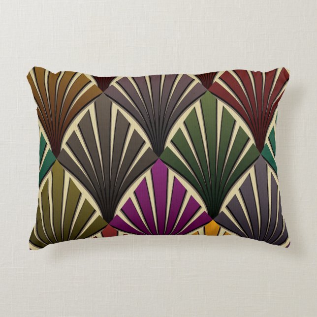 konst deco,nouveau,hunter-grönt,marinblått,gult,vi prydnadskudde (Framsidan)