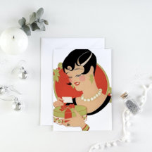 konst deco retro vintage jul dam Helgdag