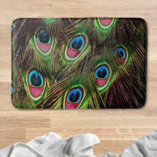 konst deco teal grönt turcoise peacock badrumsmatta