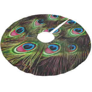konst deco teal grönt turcoise peacock julgransmatta borstad polyester