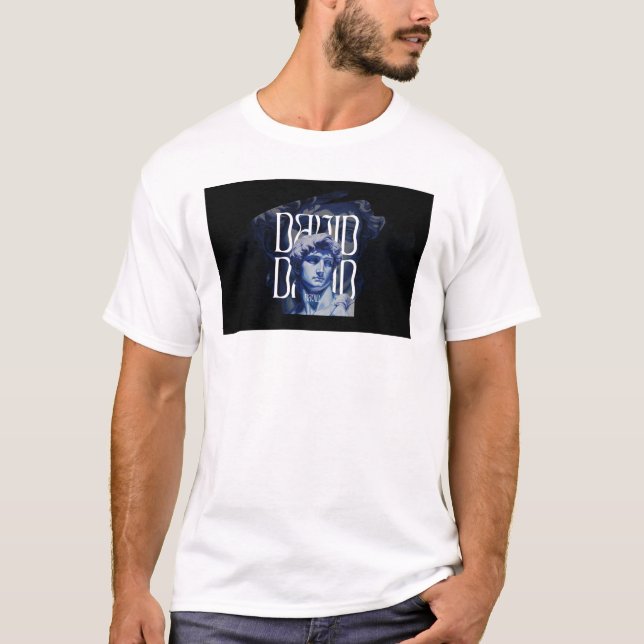 Konst dör aldrig t-shirt | David Skulptur (Framsida)