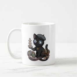 Konst Filosof Svart Katt Skulptör med Solsystemet Kaffemugg