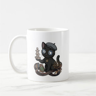 Konst Filosof Svart Katt Skulptör med Solsystemet Kaffemugg
