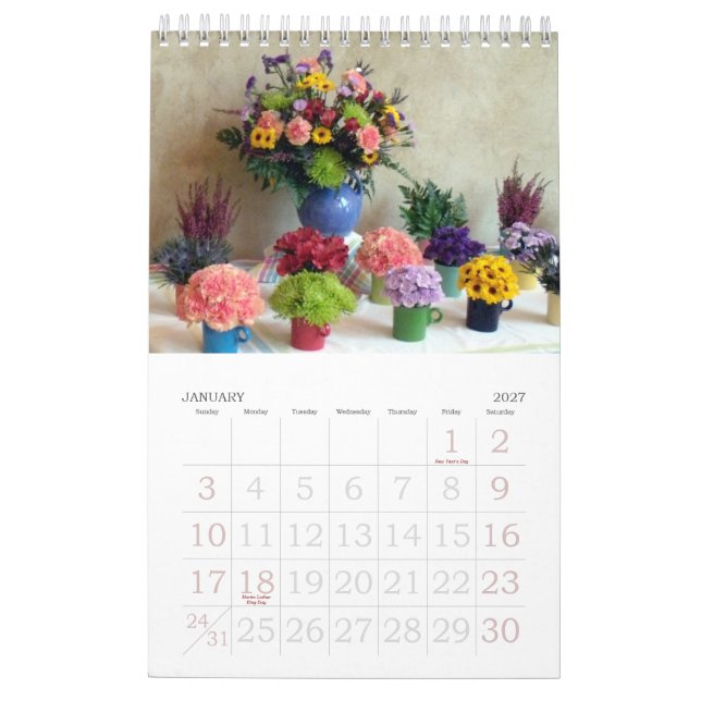 Konst för 2012 blomma kalender (Jan 2027)