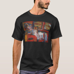 Konst för afrikansk Abstrakt - fyrkanter och cirkl T-shirt