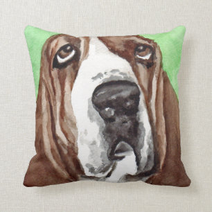 Konst för Bassethundvattenfärg Kudde