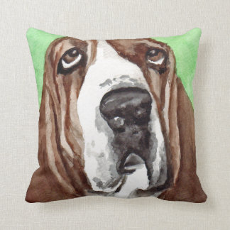 Konst för Bassethundvattenfärg Kudde
