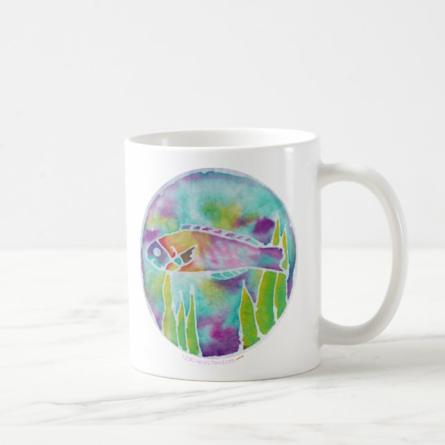 Konst för Batik för fisk för BatikHinalea Kaffemugg (Höger)