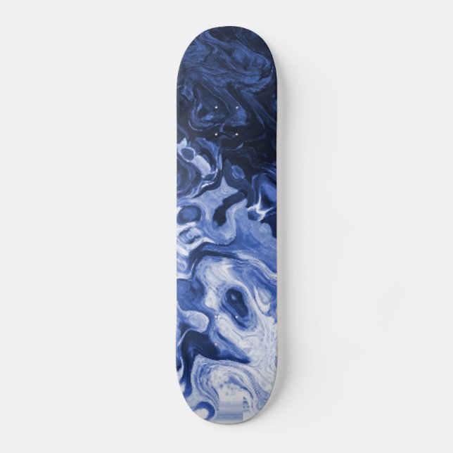 Konst för blåttabstraktmarmor skateboard bräda 20,5 cm (Framsida)