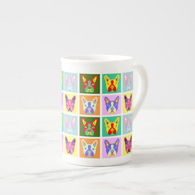 Konst för Boston Terrierpop Benporslin Mugg (Framsida höger)