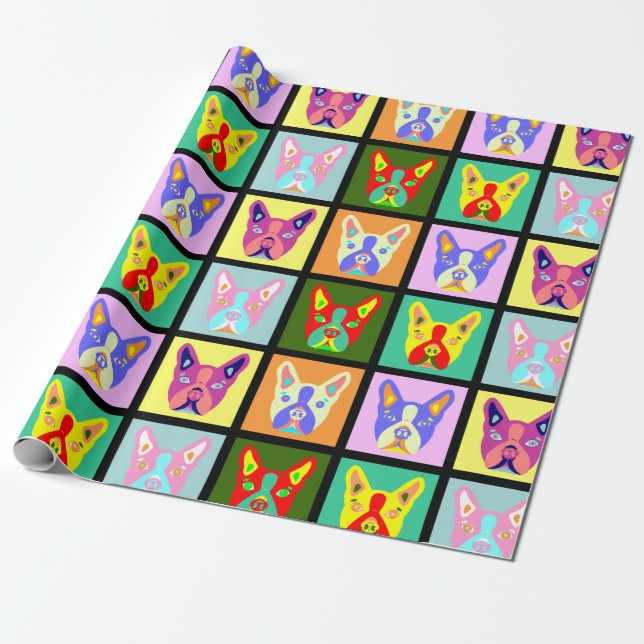 Konst för Boston Terrierpop Presentpapper (Utrullad)