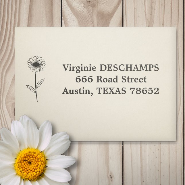 Konst för botaniska Daisy Självfärgande Stämpel (Botanical Daisy Line Art Flower Self-inking Stamp)