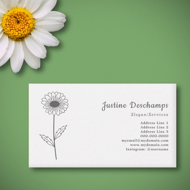 Konst för botaniska Daisy Visitkort (Botanical Daisy Line Art Flower Business Card)