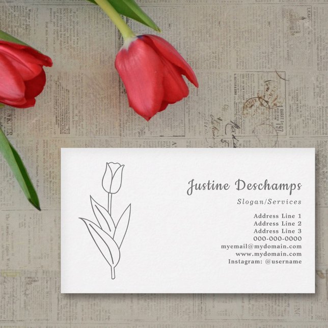 Konst för botaniska tulip Line Visitkort (Botanical Tulip Line Art Business Card)