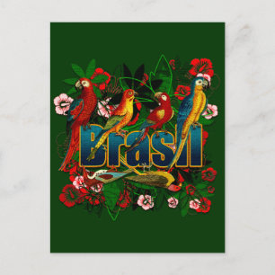 Konst för Brasil Brasilien tropisk blom- Vykort