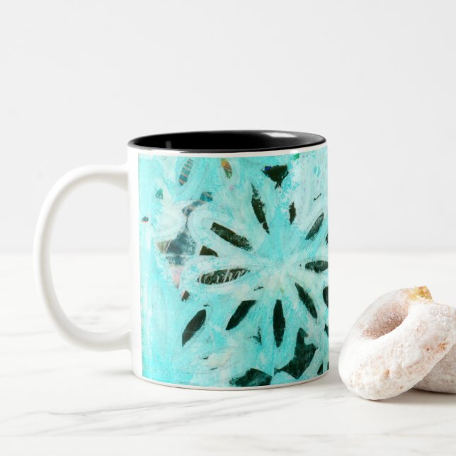 Konst för Daisy av blandade media Två-Tonad Mugg (Med munk)