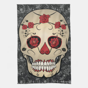 Konst för day of the dead för kökshandduk