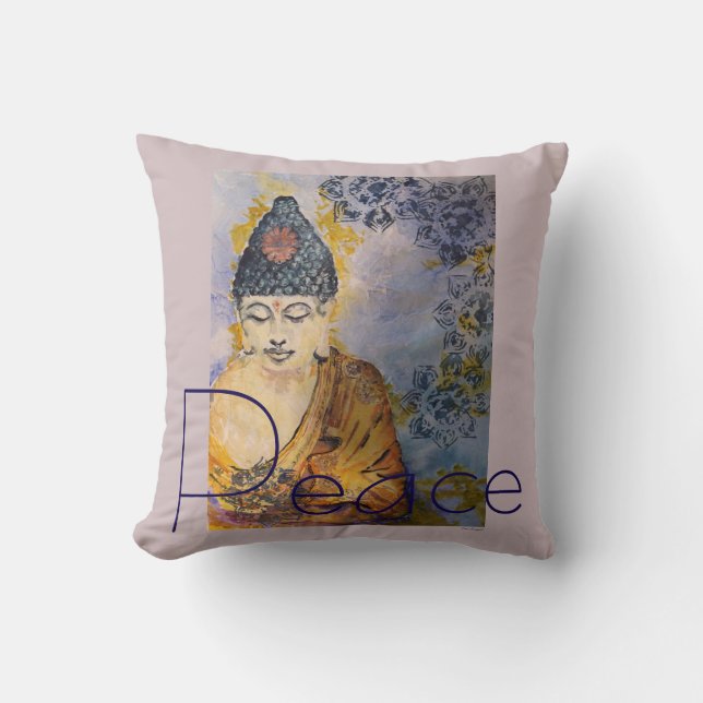 Konst för den fredBuddha vattenfärgen kudder Kudde (Framsida)
