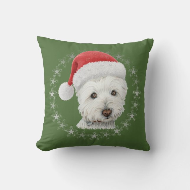 Konst för den julWestie hunden kudder Kudde (Framsida)