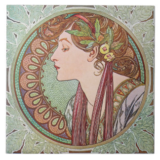 Konst för den Mucha lagrarart nouveau belägger med Kakelplatta