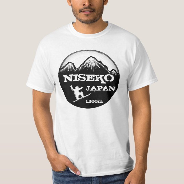 Konst för den Niseko Japan värderar svart Tee (Framsida)