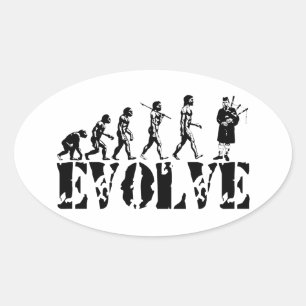 Konst för evolution för säckpipe- ovalt klistermärke