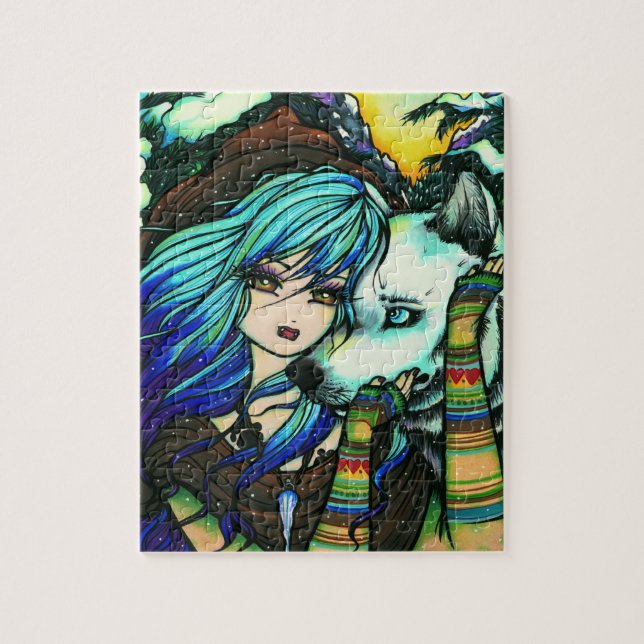 Konst för fantasi för jul för vintervampyrvit pussel (Vertikal)