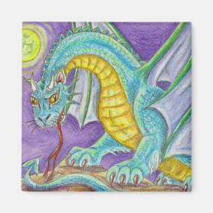 Konst för fantasi för katttassdrake magnet