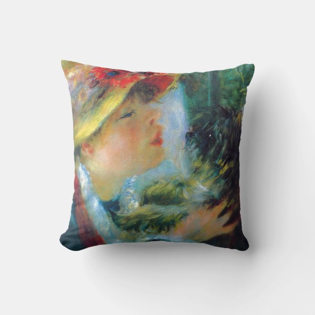Konst för flicka- och hundRenoir Impressionism Kudde (Framsida)