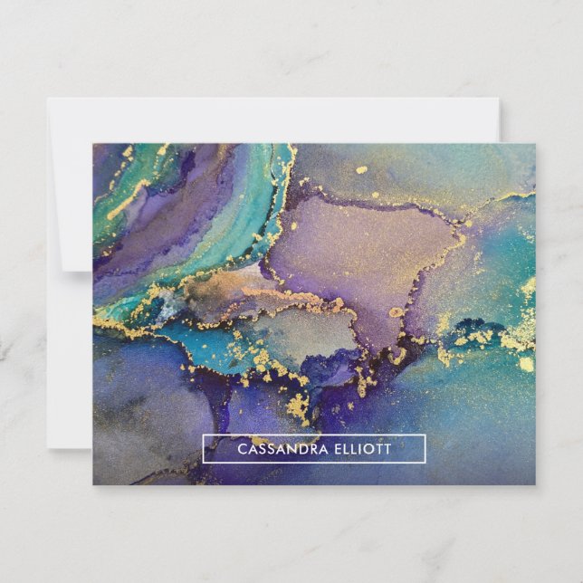Konst för flytande Abstrakt Bläck i med flera färg Anteckningskort (Framsida)