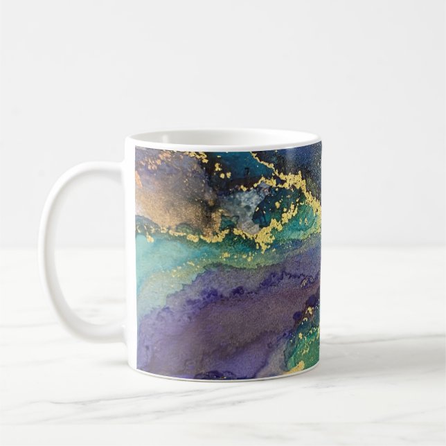 Konst för flytande Abstrakt Bläck i med flera färg Kaffemugg (Vänster)