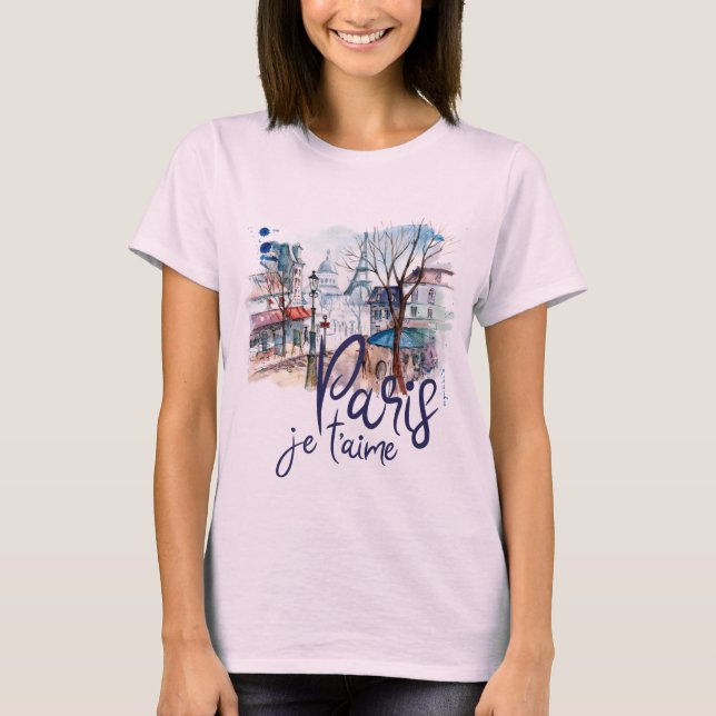 Konst för frankriken för Calligraphy för Paris Je T Shirt (Framsida)