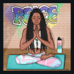 Konst för fred och meditation i städerna fototryck<br><div class="desc">Yoga,  fredsgraffiti art...  gatukonst i Urban,  afrikansk-amerikansk kvinna som mediterar.</div>