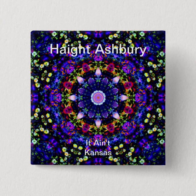Konst för Haight Ashbury Psychedelic Hippiemode Knapp (Framsida)