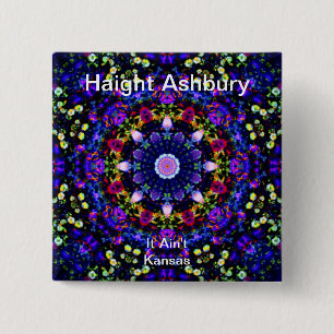 Konst för Haight Ashbury Psychedelic Hippiemode Knapp
