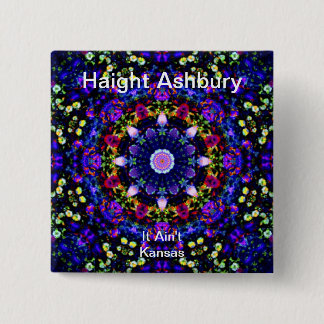 Konst för Haight Ashbury Psychedelic Hippiemode Knapp