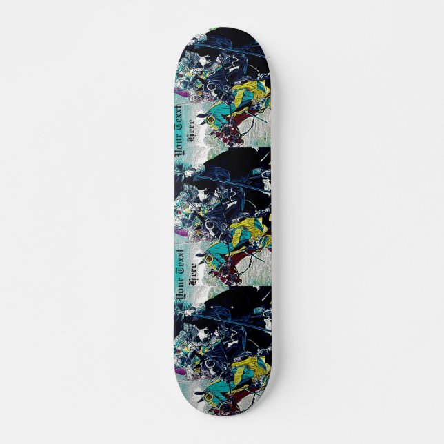 konst för hästar för medeltida riddare jousting skateboard bräda 19,5 cm (Framsida)